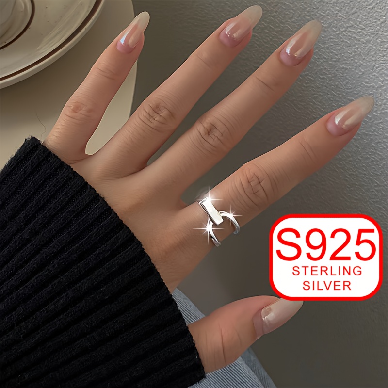 Women's Geometric Line Index Ring, Summer Beach S925 Silver Low Allergy Ring